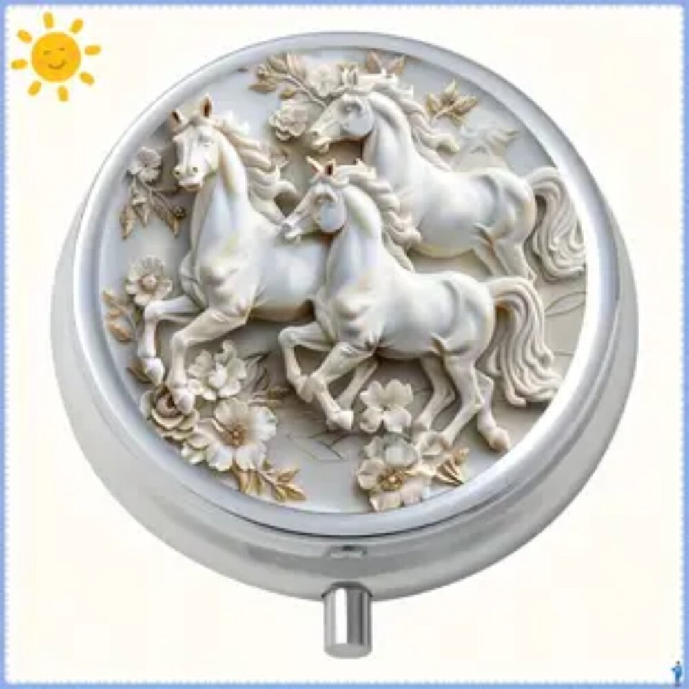 1pc.  Three Running Horses Pill Box -  NEW
